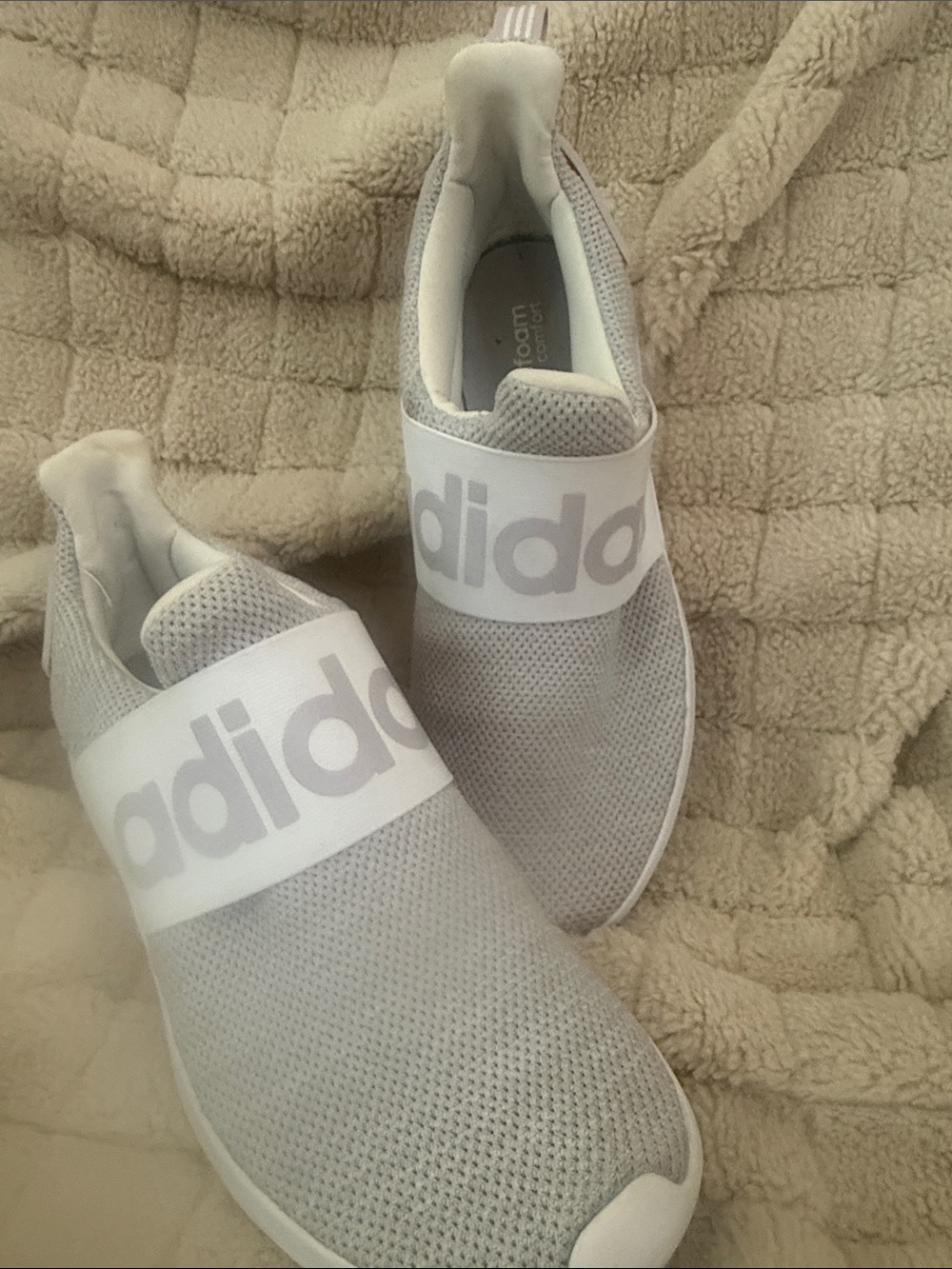 adidas Women’s Slip-On Mesh Trainers — Light Gray & White
